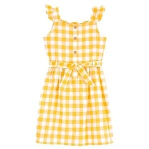 Carters Girls‎ 7/7A Gingham Cotton Sundress Yellow White Plaid Ruffle